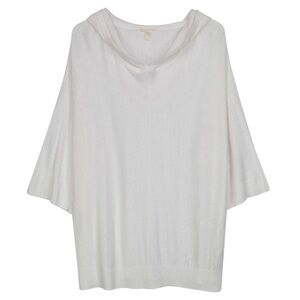 Eileen Fisher Womens Hoodie Lightweight Size S Organic Linen White Knit